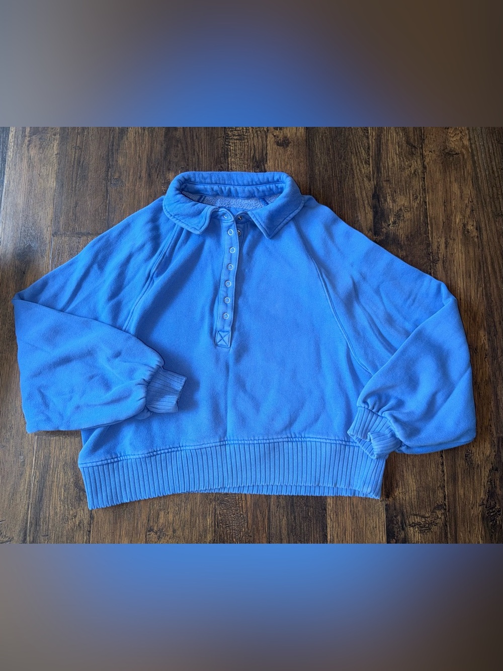 Aerie Snap Front Blue Fleece Pullover Size XS